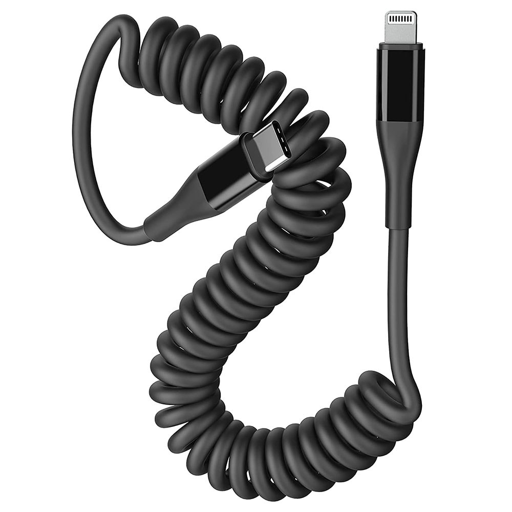 Coiled USB-C Lightning Cable